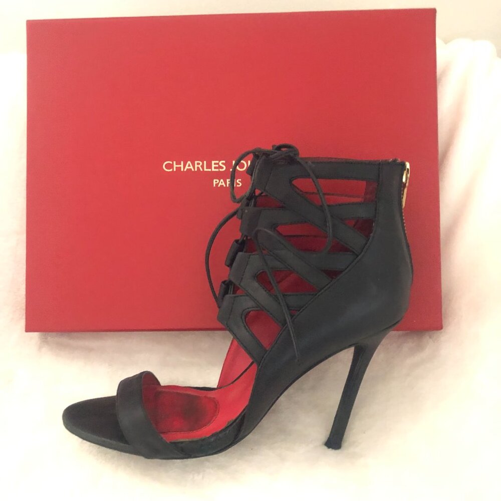 Charles Jourdan 💋 Lace-up Black Heels US 8 - Picture 15 of 15
